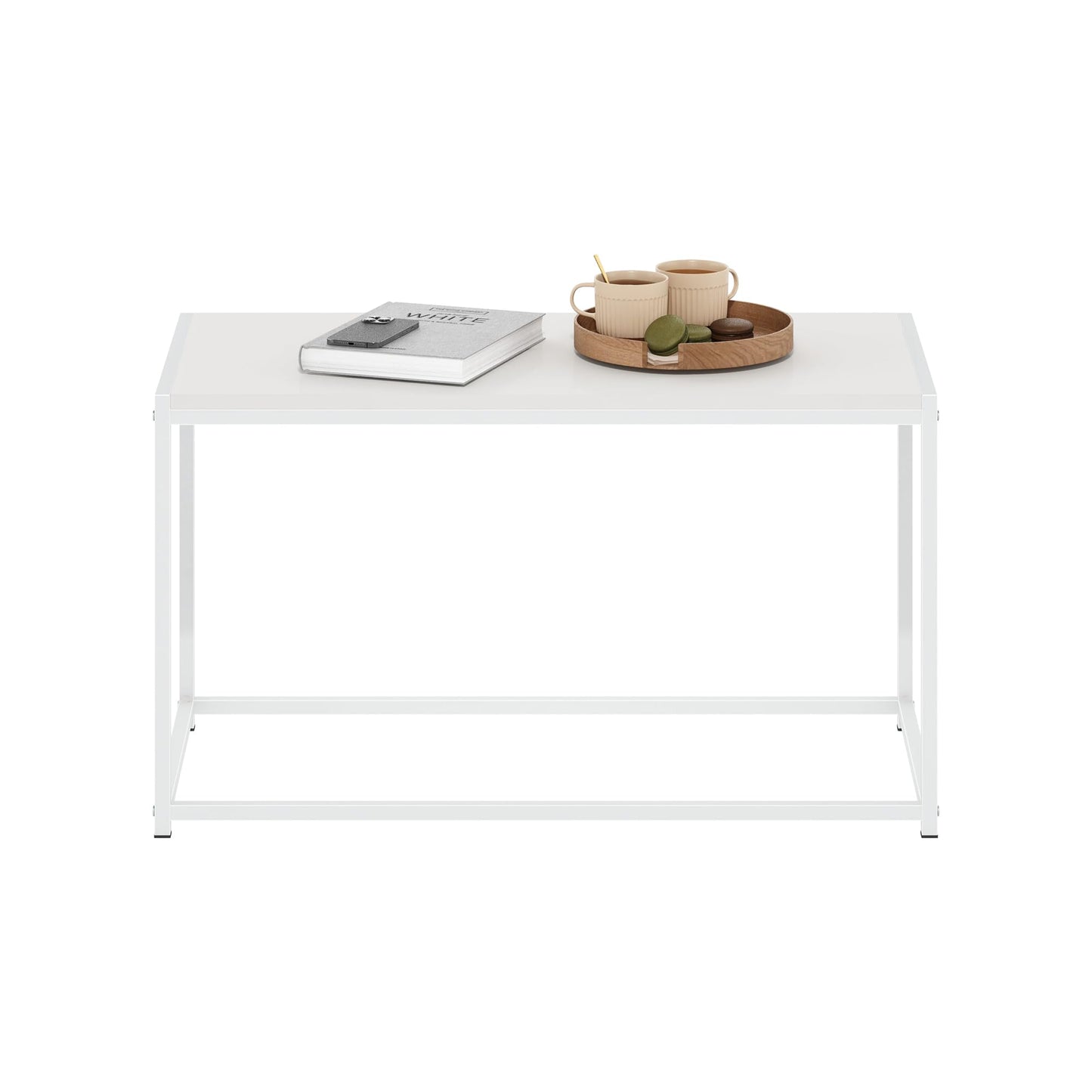 Furinno Camnus Modern Living Coffee Table, Solid White/White