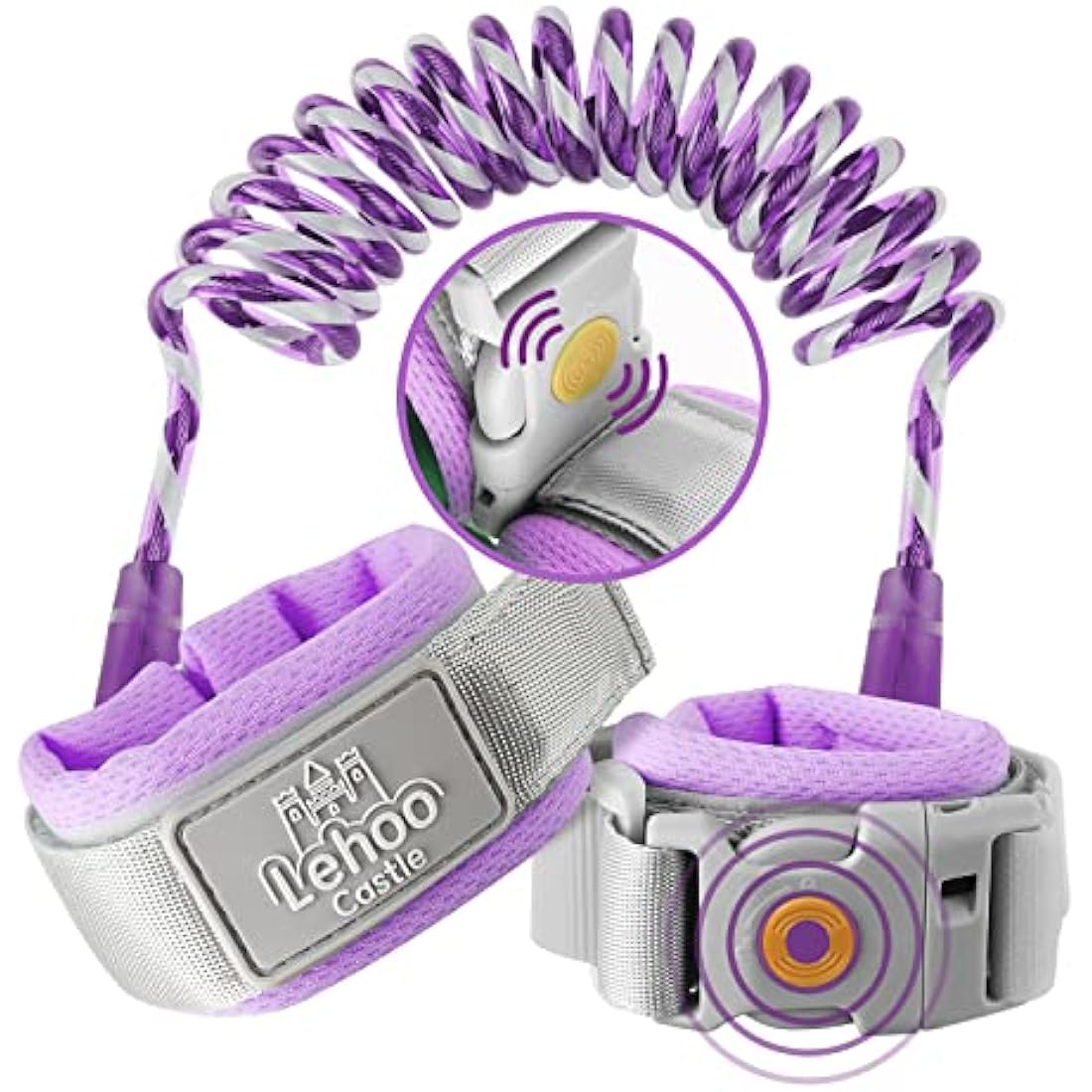 Lehoo Castle Baby Reins for Walking, 1.5M Toddler Reins for Kids with Induction Lock, Anti Lost Wrist Link Wrist Reins, Child Safety Harness for Boys and Girls (Purple)