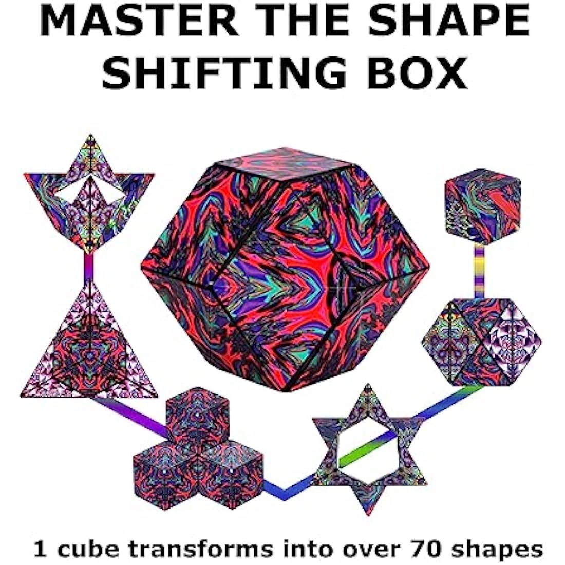 Shashibo Shape Shifting Box - Award-Winning, Patented Sensory Cube w/ 36 Rare Earth Magnets - Extraordinary 3D Magic Cube – Sensory Toy Transforms Into Over 70 Shapes (Chaos- Artist Series)
