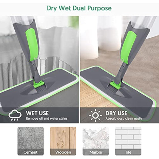 Spray Mop for Floor Cleaning, ILAVCOOL Microfiber Floor Mop with 3 Reusable Pads 550ML Refillable Bottle for Cleaning Laminate, Tile, Wood, Hardwood