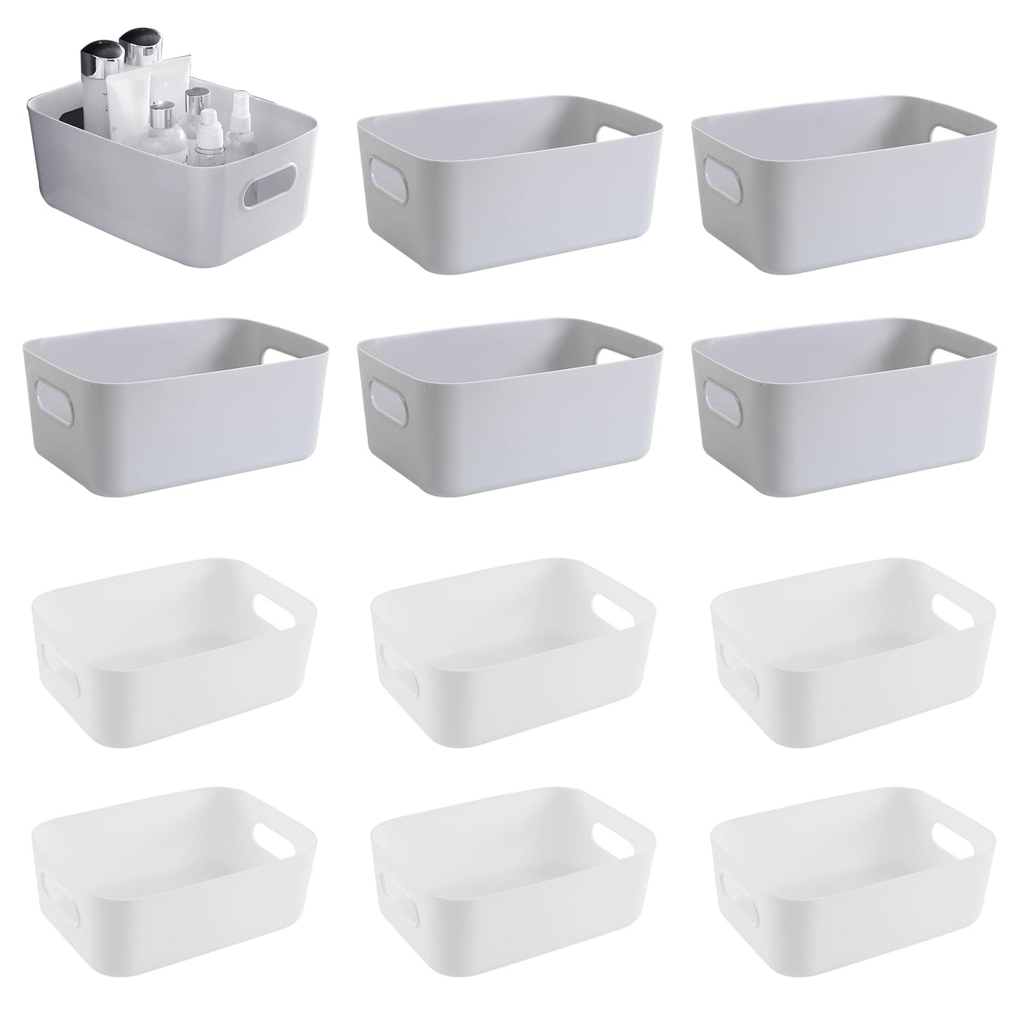 GAOHAN 12Pcs Plastic Storage Basket with Handles, Small Storage Boxes