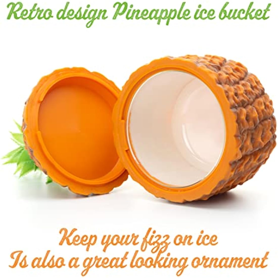 CKB Ltd Retro Pineapple Ice Bucket Insulated 1500ml - Vintage Hawaiian Fruit Themed Centre Piece - Used to Chill Bottles But Can Also Be Used for Chopped fruit Ice Desserts & more