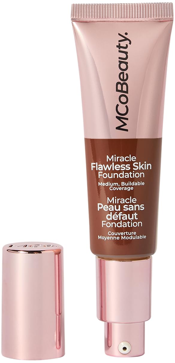 MCoBeauty - Miracle Flawless Skin Liquid Foundation - Espresso Shade - Buildable Dewy-Finish Formula with Hyaluronic Acid, Coconut Water and Rose