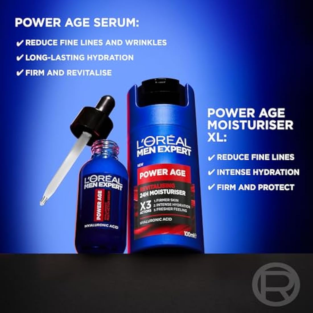 L’Oréal Paris Men Expert Power Bundle Gift Set for Men, Revitalising Moisturiser XL 100ml and Multi-action Serum 30ml, Power Age Duo With Hyaluronic Acid, for Dull and Dry Skin