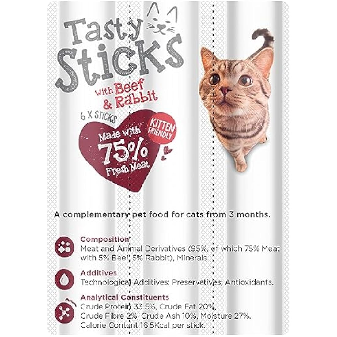 Webbox Tasty Sticks Cat Treats, Beef and Rabbit - Kitten Friendly, Wheat and Grain Free, No Artificial Colours (25 x 6 Packs)