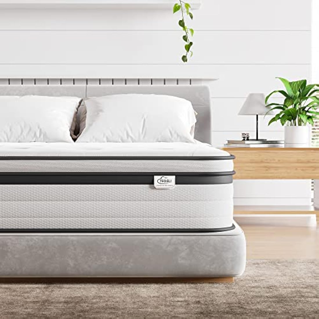 TeQsli Single Mattress 3FT, 10.6 Inch Gel Memory Foam Pocket Sprung Orthopedic Mattress Edge Support & Motion Isolation Spring Hybrid Single Mattress - Medium Firm Feel 90x190x27 cm