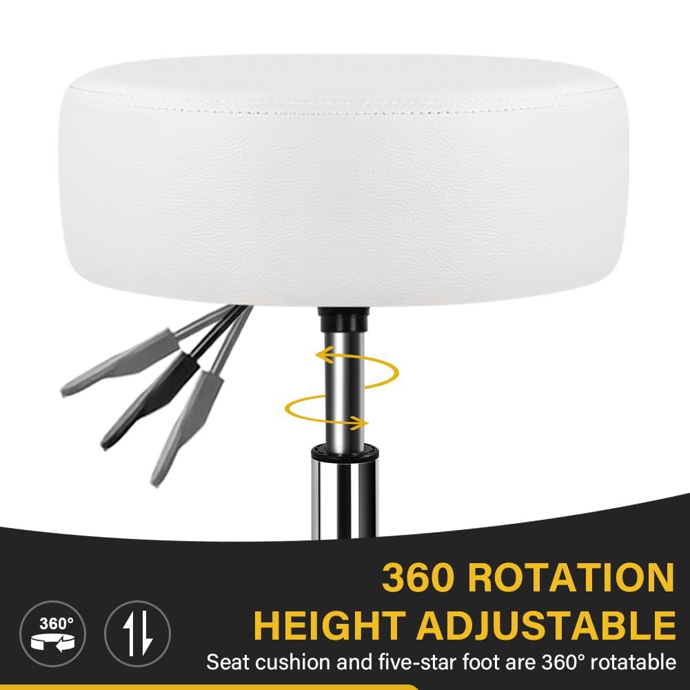 WKWKER Adjustable Vanity Stool for Makeup Room Swivel Makeup Stool Small Round Ottoman for Living Room Makeup Chair for Bedroom SPA Salon Studio