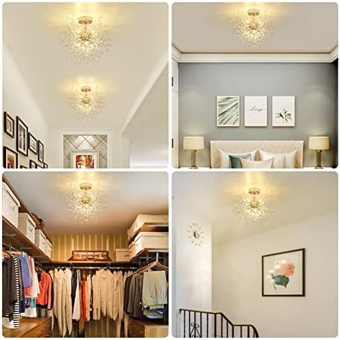 Rayofly Modern Crystal Chandeliers Ceiling Light, Firework Ceiling Lights, Gold, K9 Crystals Fireworks Pendant Lights, Metal, Chandeliers for Living Room, Bedroom, Dining Room, Hallway, Kitchen, 8 G9