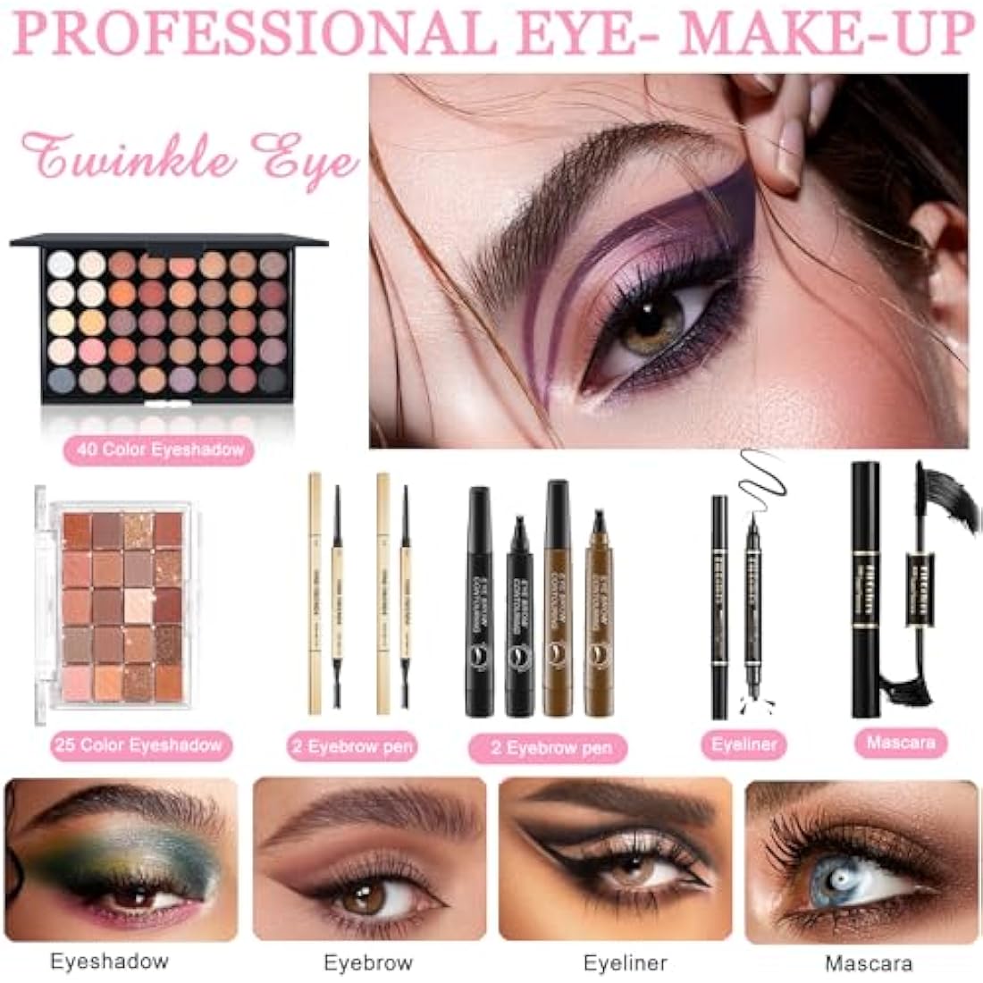 Make up Set, Ruicen Makeup Kit for Women and Teenages, Makeup Set Full Kit, Make up Sets Includes Foundation 40 Color Eyeshadow Microblading Eyebrow Pen etc Cosmetic Make Up Starter Kit