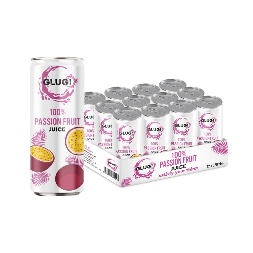 GLUG! 100% Passion Fruit Juice, Healthy Juice Drink With No Added Sugar (12X320ML)