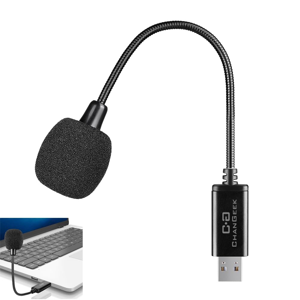 Cordless USB Microphone for Laptop and Desktop Computer, with Gooseneck & Built-in Sound Card, Compatible with Windows PC & Mac, Small Size,