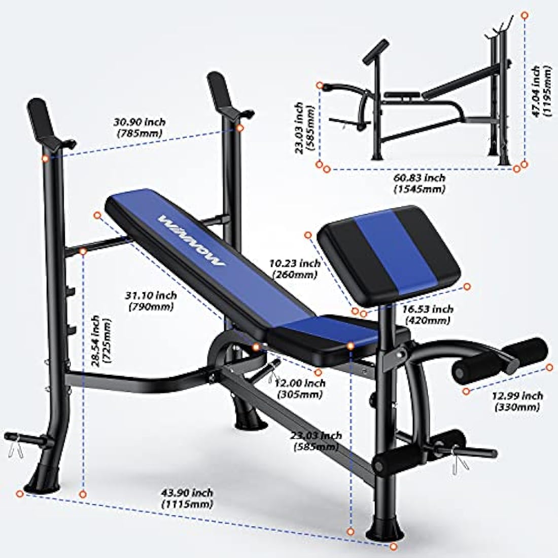 WINNOW Adjustable Weight Bench with Leg Extension and Preacher Curl Home Training Gym Weight Lifting Bench Full-Body Workout Bench Bench Press