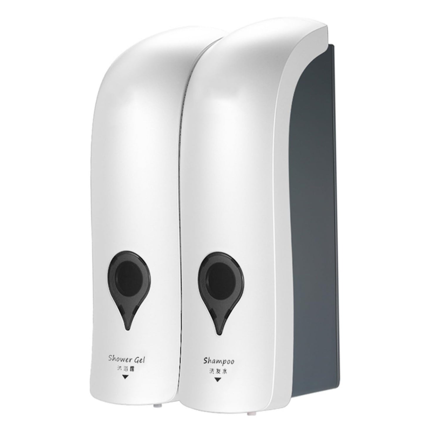 Decdeal Soap Dispenser, 300ml*2 Wall Mounted Shower Gel Dispenser NO Drilling Double-Head Manual Bathroom Shower Gel Liquid Shampoo Dispenser Holder