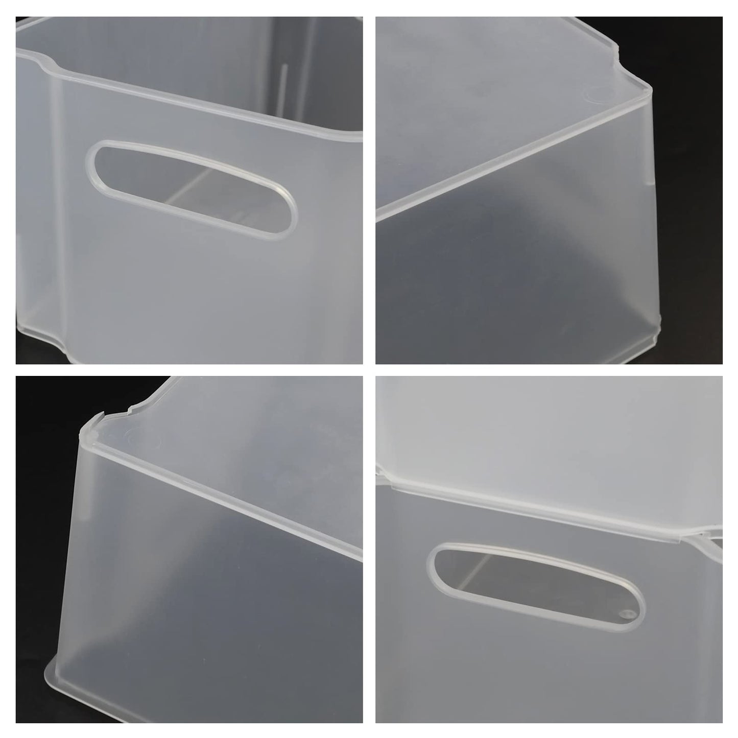 Lesbye Set of 6 Plastic Stackable Fridge Storage Baskets, Freezer Bin Organiser, Matte Transparent