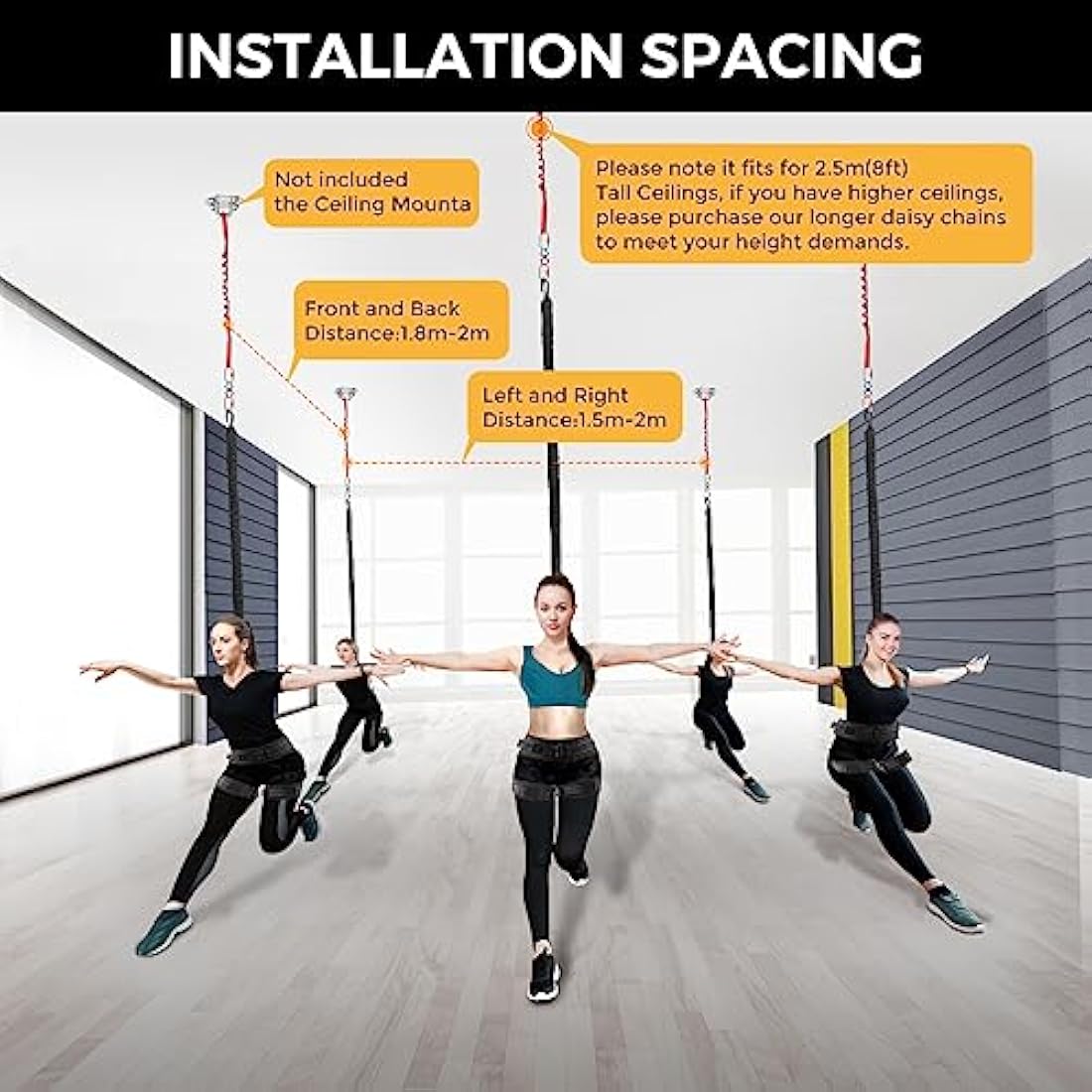 DASKING Heavy Bungee Resistance Band Set grawyti Yoga Bungee Cord Resistance Belt Set 4D Bungee Dance Rope Workout Fitness Home Gym Professional Training Equipment