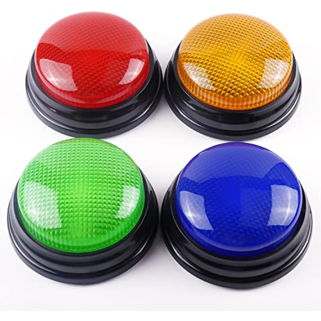 BEAN LIEVE Answer Buzzers for Quizzes, Fun Talking Button with 4 Personalized Sounds, Siren, Buzzer, Laser and Charge, Game Show Buzzers For Classroom & Home Game Play, Set of 4, Multicoloured