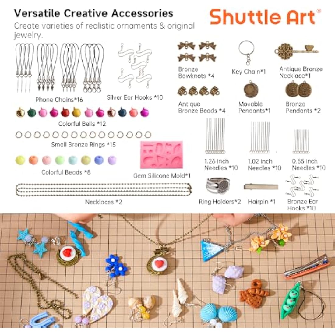 Shuttle Art Polymer Clay, 60 Colours Oven Bake Modeling Clay Kit with 19 Sculpting Clay Tools and Accessories, Non-Stick, Non-Toxic, Ideal DIY Craft for Kids