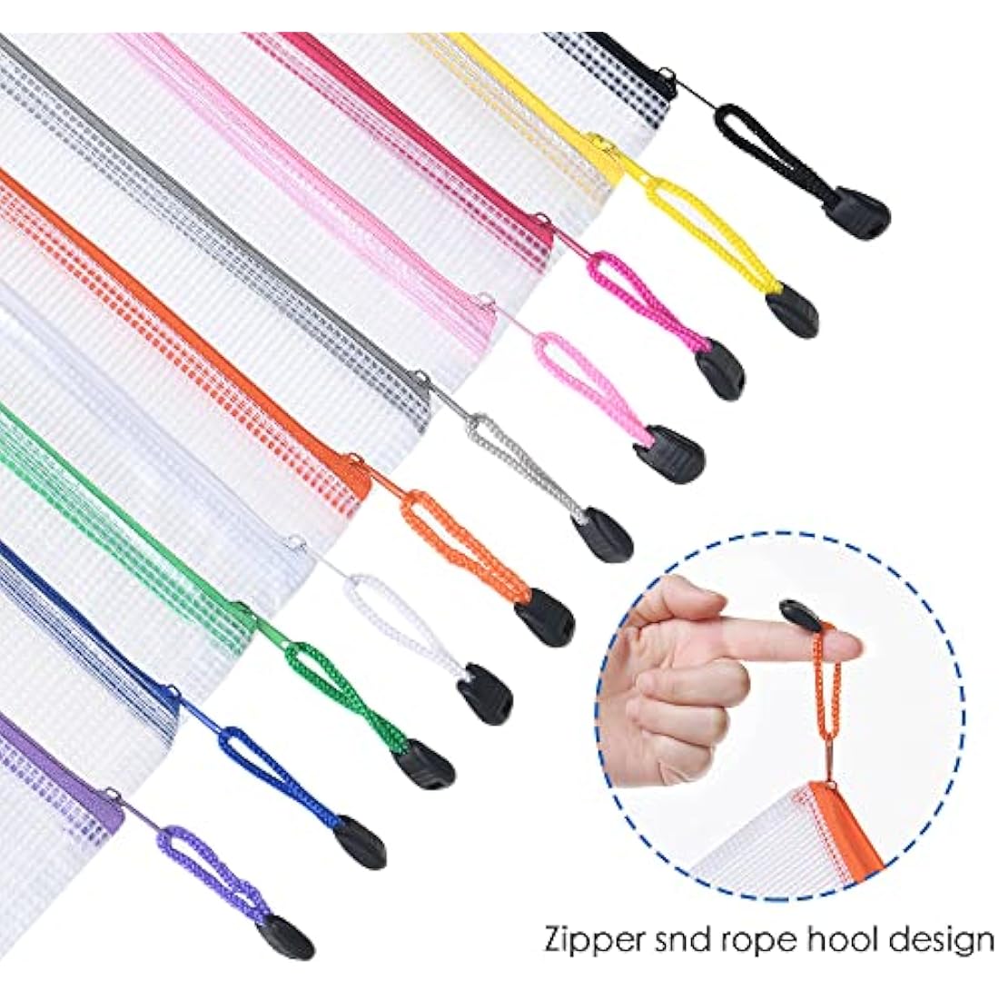 Vicloon Plastic Wallets A5, 10Pcs Zip Lock Bags Mesh Document Wallet Document Folders Plastic Pockets Zipper File Wallet for School Office Homework Storage Bags Travel