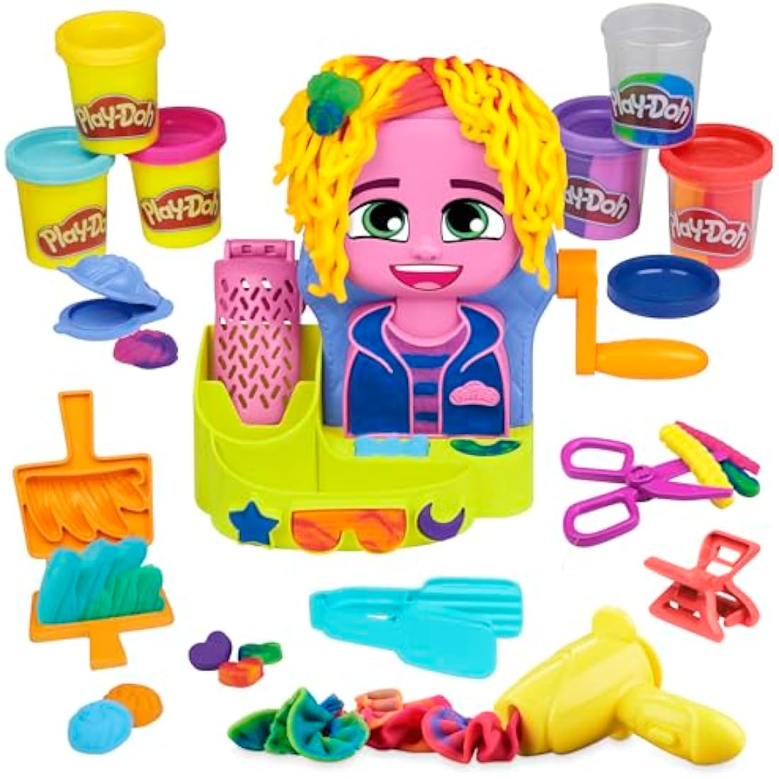 Play-Doh Hair Stylin' Salon Playset with 6 Cans, Pretend Play Toys, Ages 3+