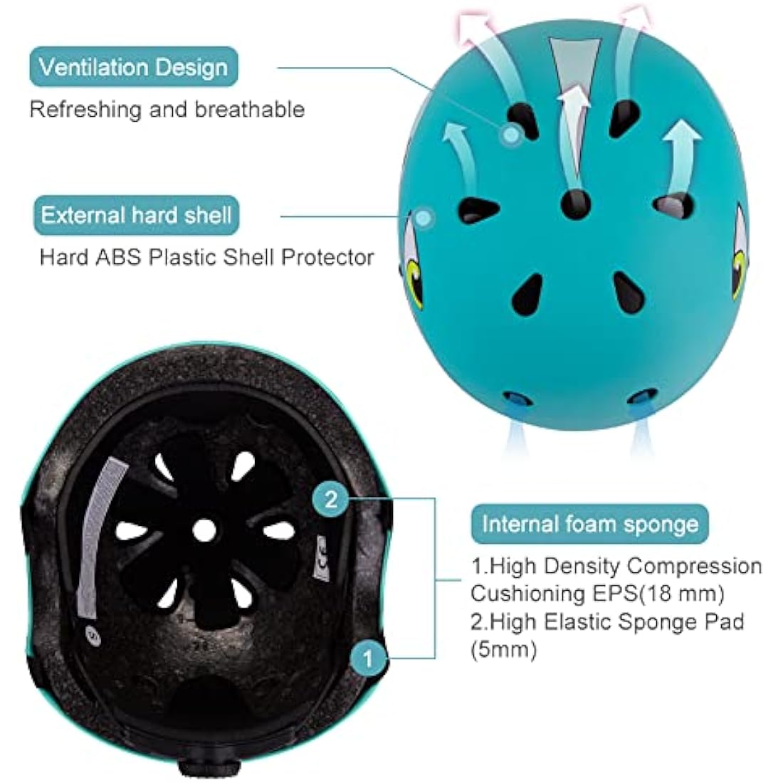 Kids Helmet Boys Girls Lightweight Bike Helmet, Multi-Sport Safety Toys 2 3 4 5 Years Old Children Cartoon Helmet for Skateboard Scooter