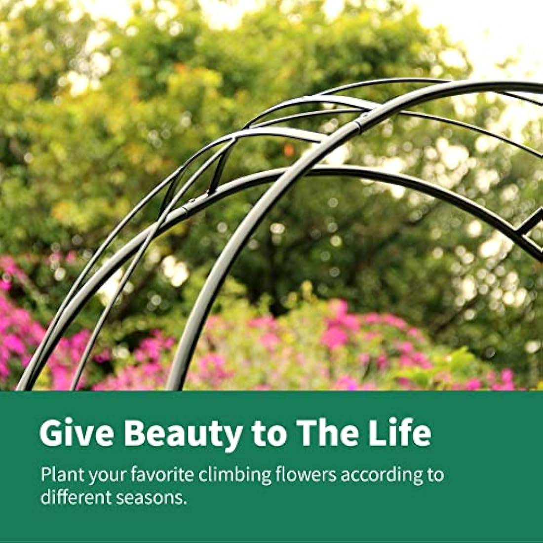 SCENDOR Rose Arch Garden Arbour, 87"H x 45"W Iron Curved Garden Archway, Romantic Garden Trellis for Climbing Plants, Jasmine Wedding Ceremony Arches