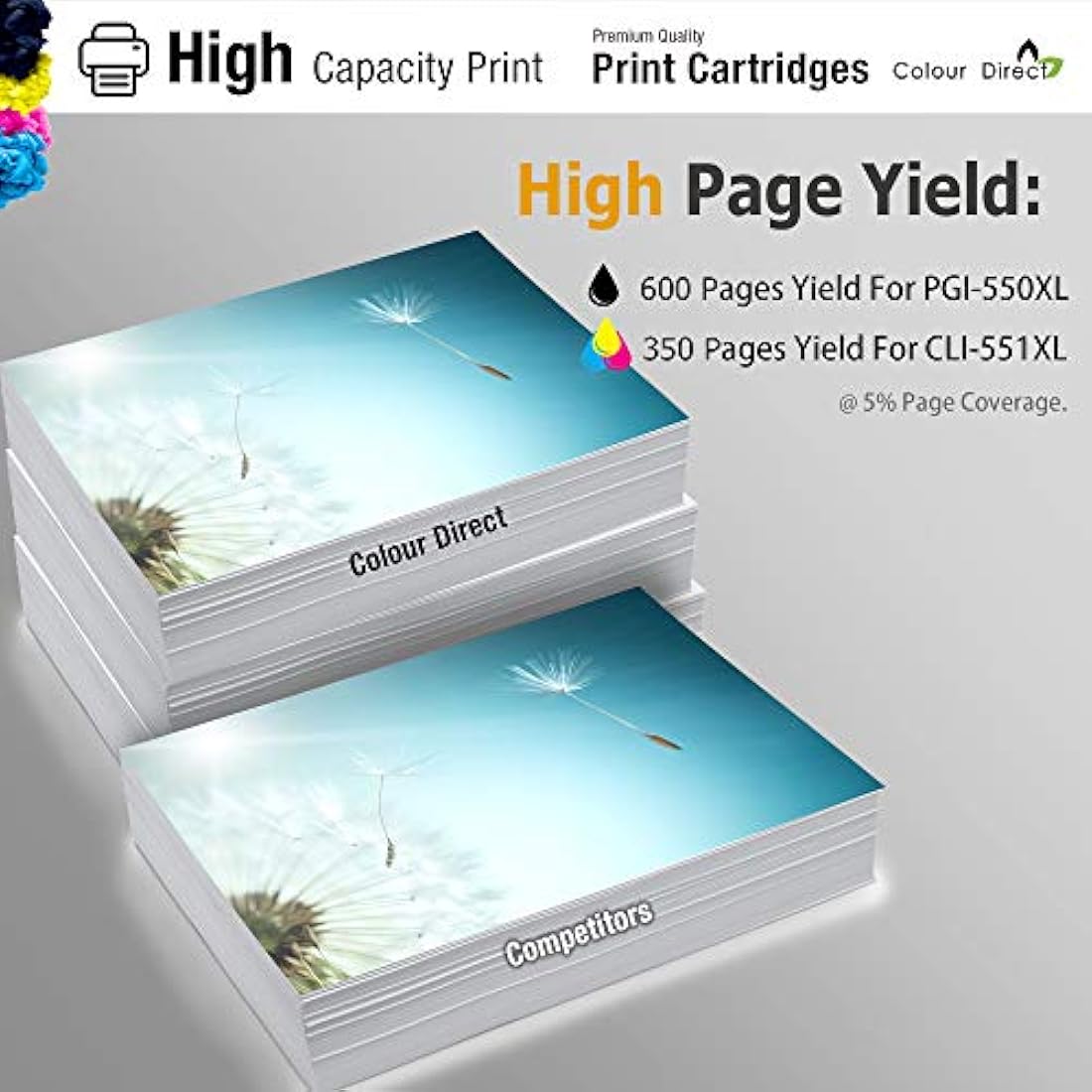 Colour Direct 550 551 Compatible Ink Cartridges for Canon Pixma iP8750 MG6340 MG6350 MG7150 MG7500 MG7550 CLI-551XL/ PGI-550XL - 36 Pack (6 Sets + 6 Grey)