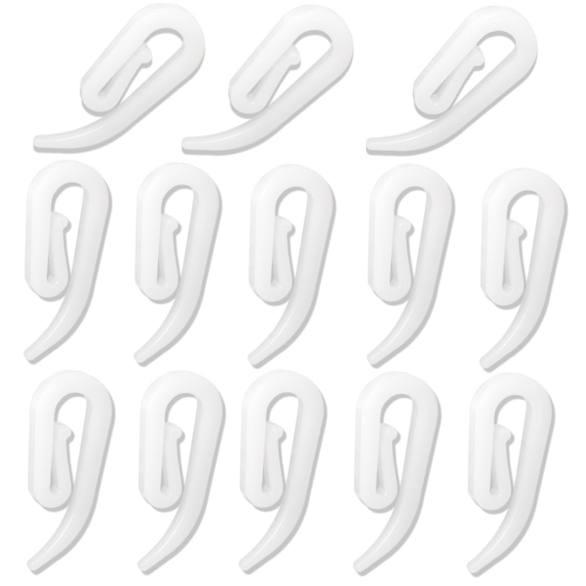 Plastic Curtain Hooks 50 Pieces for curtains (white,12x28mm)
