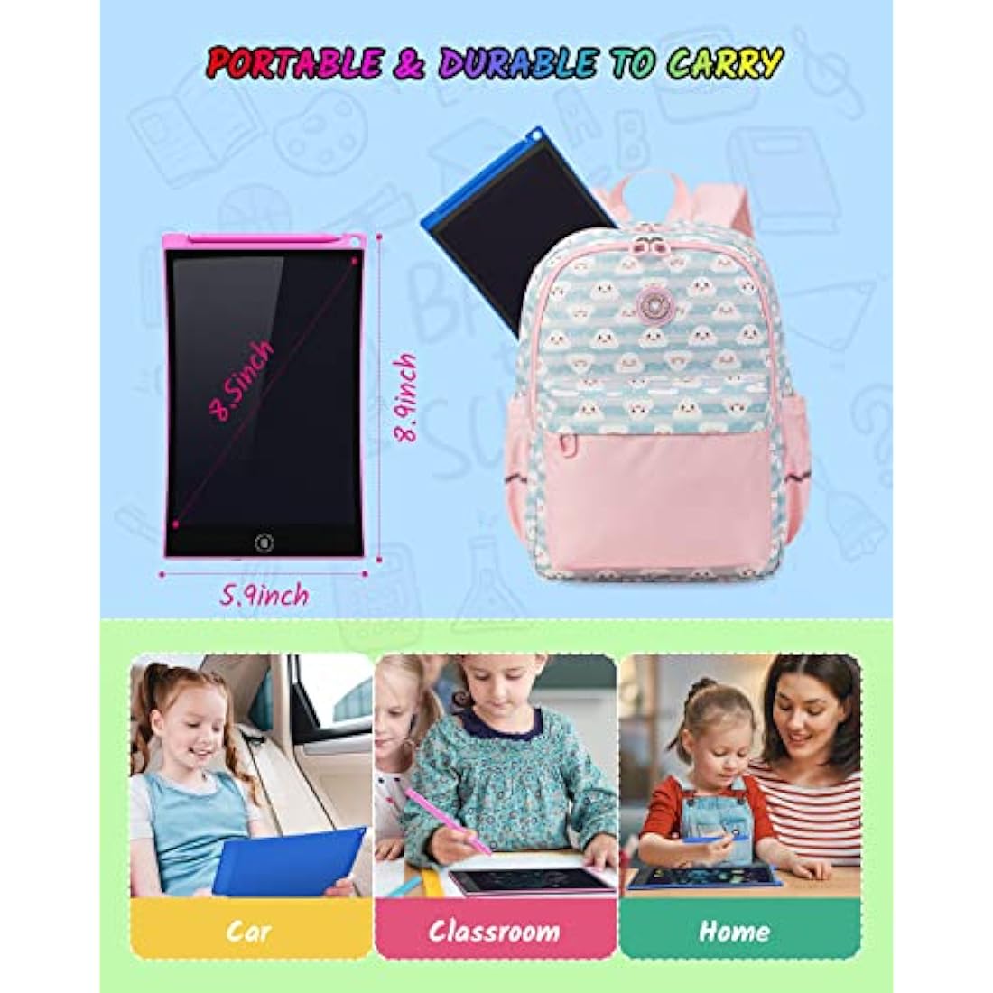 TECJOE 2 Pack LCD Writing Tablet, 8.5 Inch Colorful Doodle Board Drawing Tablet for Kids, Erasable Reusable Writing Drawing Pad, Learning Toys Gifts for 3 4 5 6 Years Old Boys and Girls Toddlers