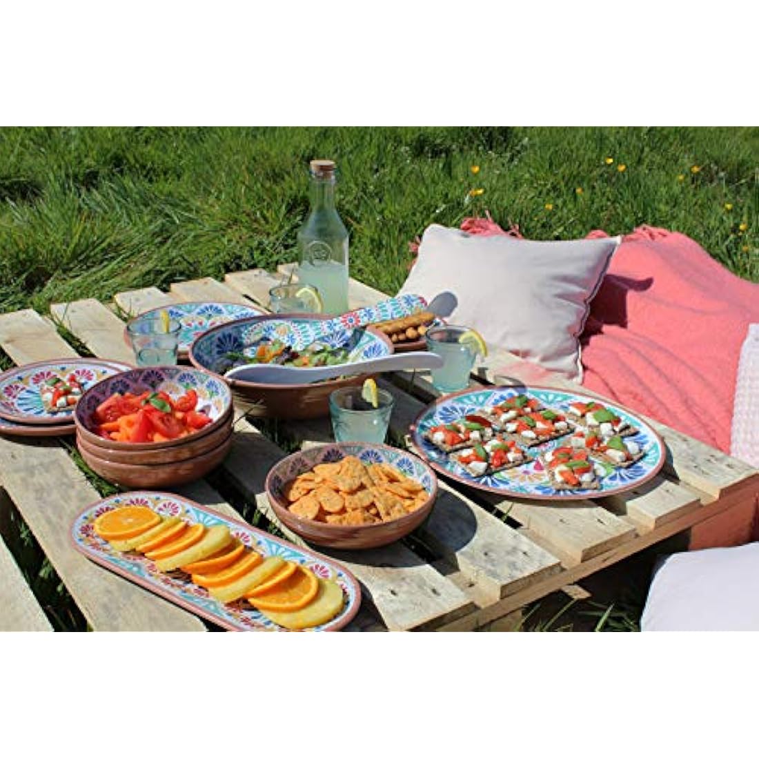 Auntie Morags Purely Home Rio Medallion 20cm Melamine/Plastic Low Cereal/Pasta/Dessert Bowls - Set of 4 Bowls