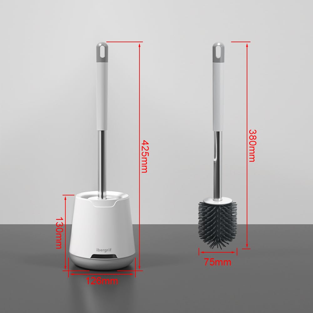 Ibergrif Silicone Toilet Brushes & Holders, Quick Drying, Deep Cleaning