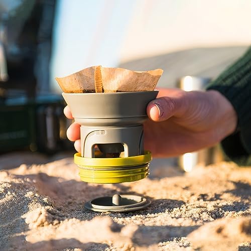 WACACO Cuppamoka Portable Drip Coffee Maker, 2 IN 1 Insulated Coffee Cup, Travel Pour Over Coffee Maker with 10 Cone Paper Filters, Manually Operated, Stainless Steel Coffee Brewer, 10 fl oz