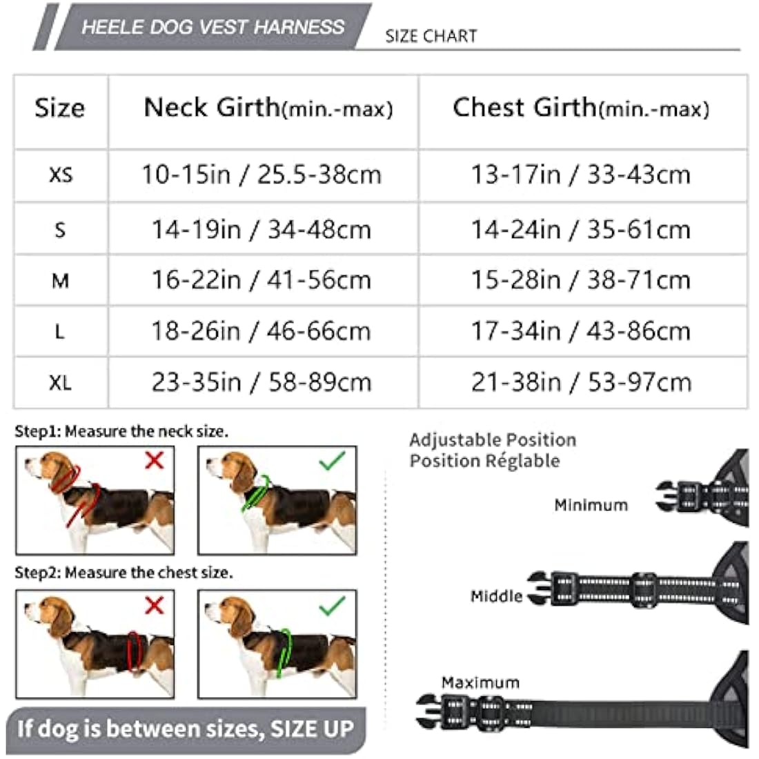 HEELE No Pull Dog Harness - Small, Reflective, Adjustable with Front & Back Leash Attachments & Soft Padded Control Handle for Dogs Walking & Training, Grey, S