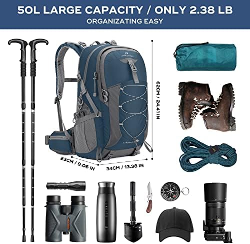 Maelstrom Hiking Backpack, Camping Backpack, 40L/50L Waterproof Hiking Daypack with Rain Cover, Lightweight Travel Backpack