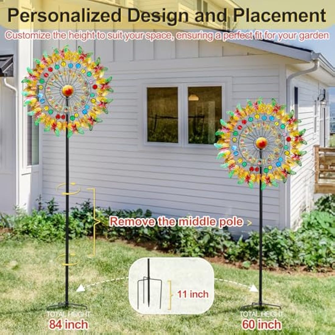 Lariander Butterfly Metal Wind Spinner - Large Outdoor Metal Wind Spinners Yard Garden, Kinetic Multicolor Yard Wind Sculptures Spinners for Lawn Patio Outdoor