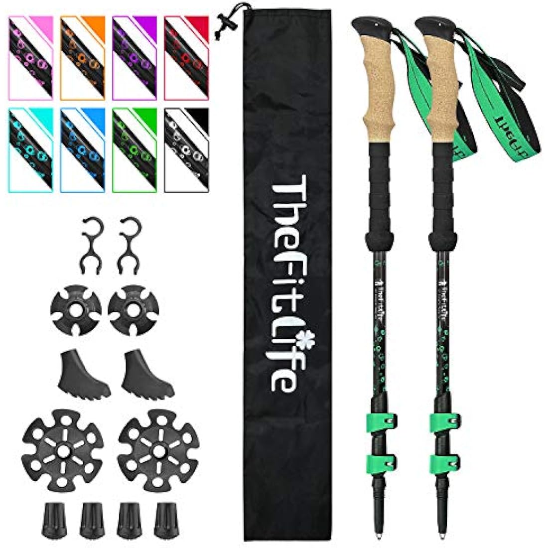 TheFitLife Carbon Fibre Trekking Poles - Collapsible and Telescopic Walking Poles, Ultra Light, Extendable, Best Walking Sticks for Traveling Camping Hiking Mountaineering