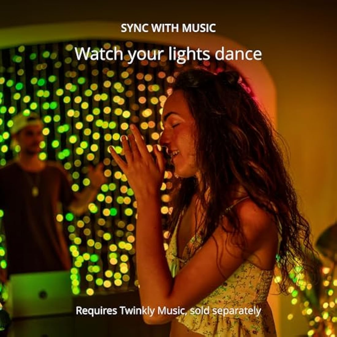 Twinkly Strings 100 LED RGB, LED Light String for in- and Outdoor, Christmas Lights, Smart LED Lights, Mappable LEDs, Compatible with Alexa and Google Home, IP44, Controlled by App, Black Wire, 8m