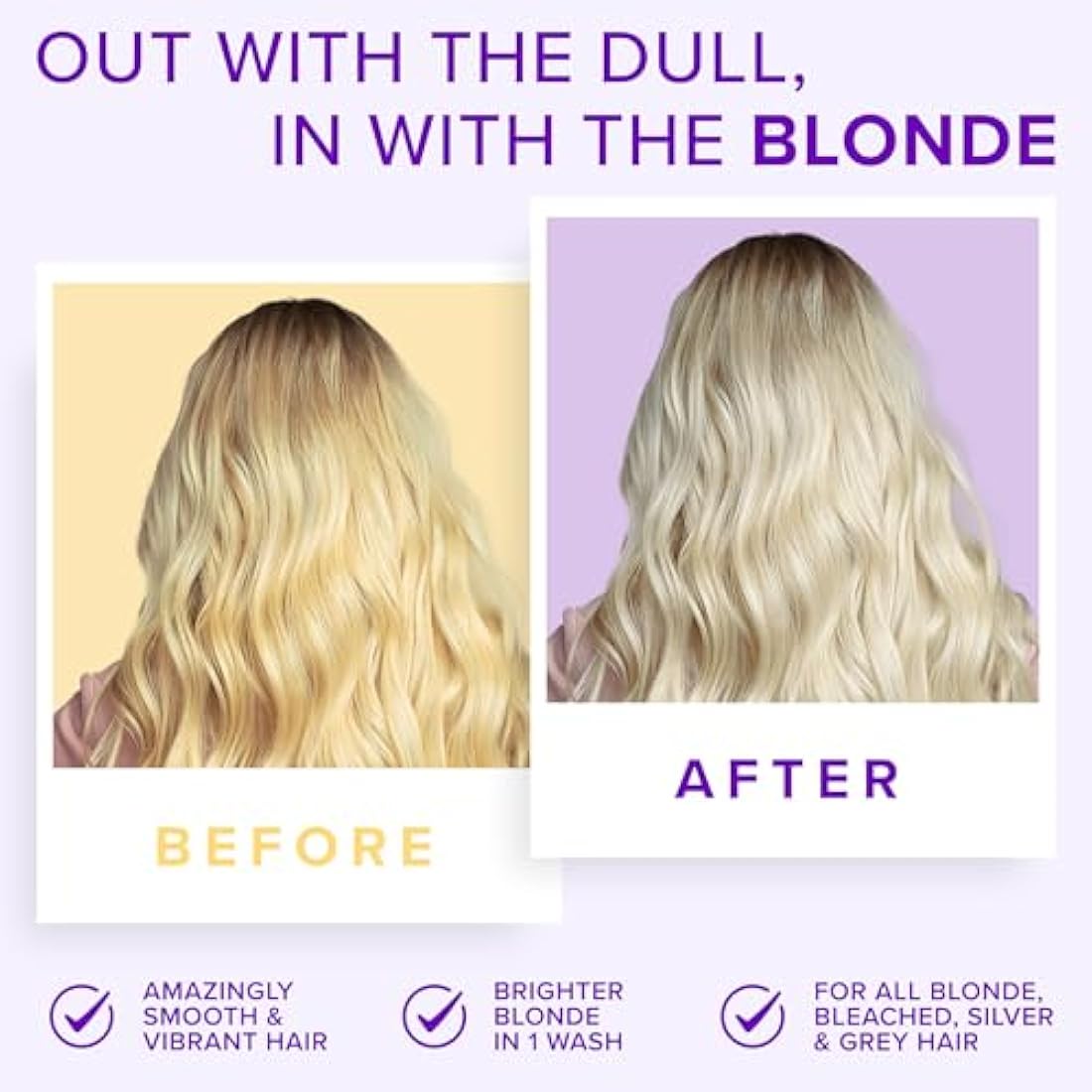 NYK1 Purple Shampoo And Conditioner For Blonde Hair (500ml x2) SULPHATE FREE Toner Bleached - Sets Silver