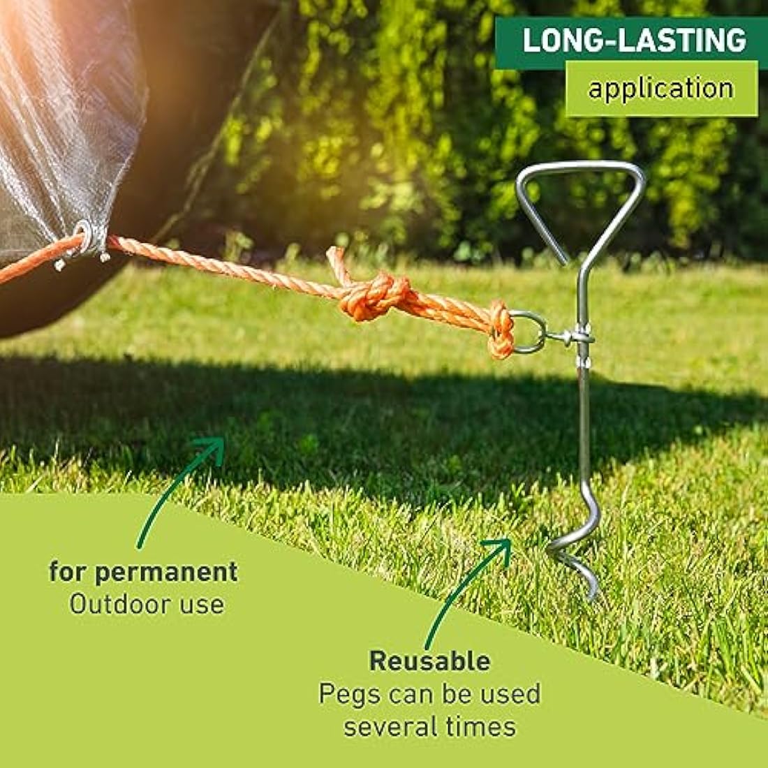 Windhager 07134, Ground Anchor, Peg Lead, Dog Stake, Spiral for Garden, 41 cm x 8 mm, galvanised, 4 x 8,5 x 41 cm
