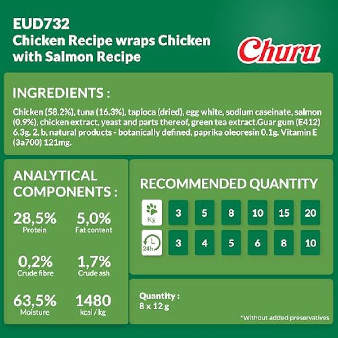 Churu Rolls by INABA Dog Treat - Chicken & Salmon Flavour 8 Pack (64 x 12g total) / Crispy Sticks with Creamy Filling Dog Treat, Delicious & Healthy Snack, Hand Feeding, Training, Natural, Grain Free