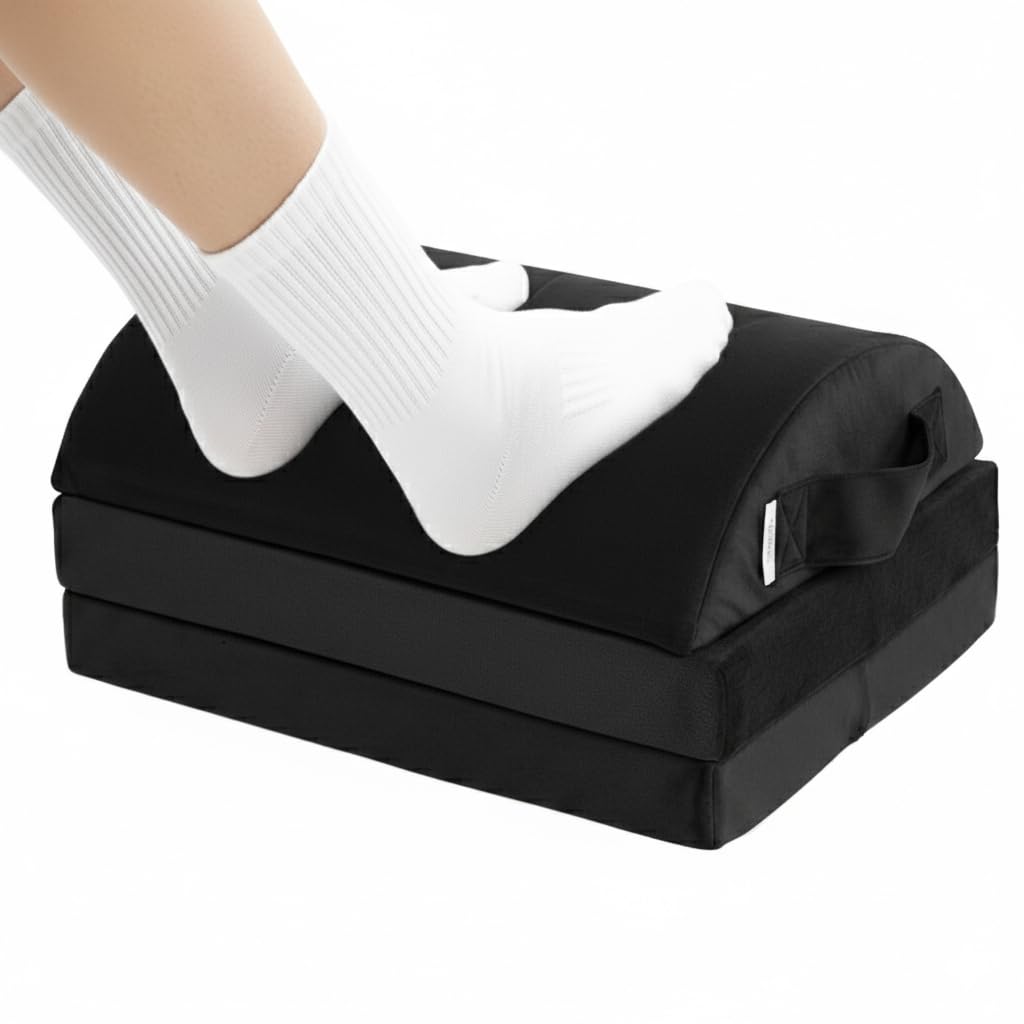 TokSay Under Desk Foot Rest, 3 Adjustable Heights, Foam Foot Stool (Black)