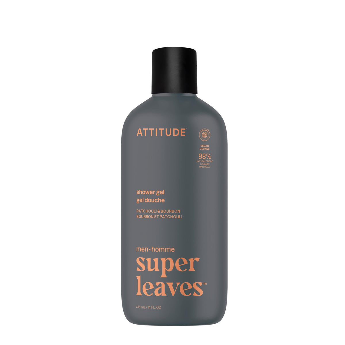 ATTITUDE Shower Gel Body Wash for Men, 98% Natural Origin Ingredients, Paraben & Phthalate Free, EWG Verified, Cleanses Without Drying, Patchouli &