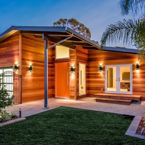 LMP Outdoor Wall Lights Mains Powered, Up Down Outside Lights Grey, IP65 External LED Front Door Lamp Porch Light Electric, Exterior GU10 Round Lighting Sconce Wall Mounted for House