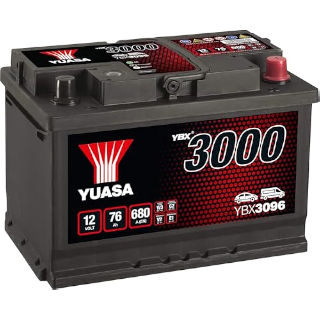 Yuasa YBX3096 12V 76Ah 680CCA Sealed Maintenance Free Car Battery