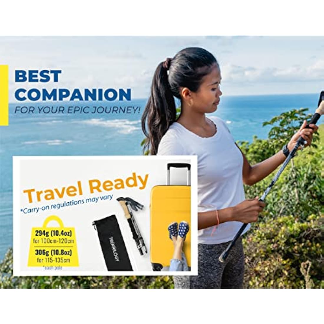 TREKOLOGY Walking Poles Women TREK-Z, Nordic Walking Poles for Men, Hiking Sticks for Men, Nordic Walking Sticks for Hiking Poles for Women Trekking Poles for Women Foldable Walking Stick Hiking Gear