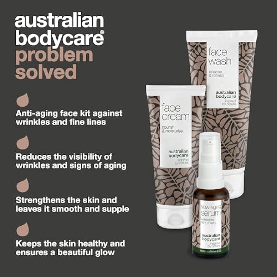 Slow-Aging Face Kit with Tea Tree Oil - Face Wash, Face Cream, and Serum Set for Wrinkle Reduction, Fine Line Smoothing, and Deep Hydration - Anti-Aging Skincare Solution for Women and Men