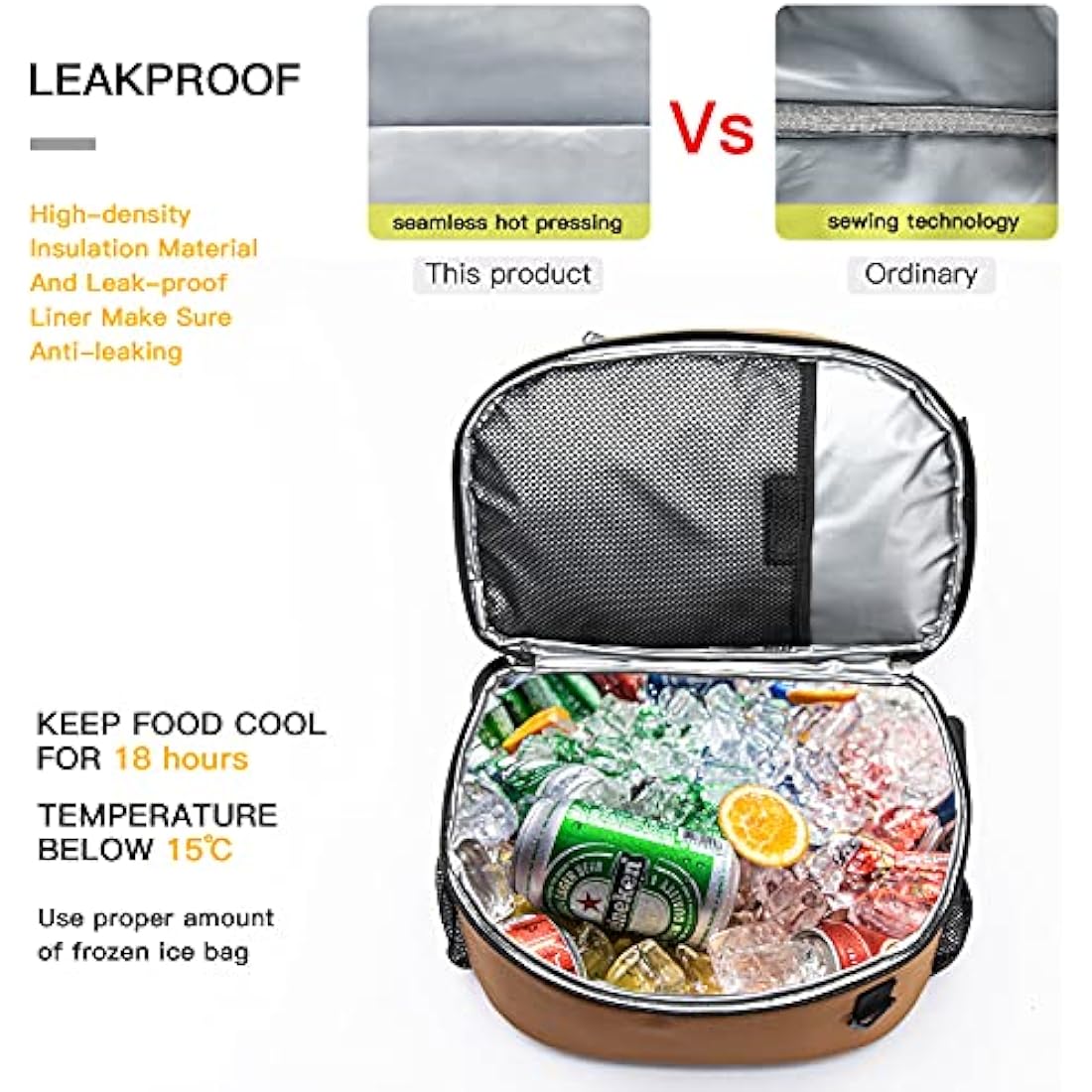 TUGUAN Insulated Cooler Backpack 28L Leakproof Cool Bag Rucksack Double Deck Bottom Thermal Compartment Picnic Backpack for Lunch, Beach, Camping