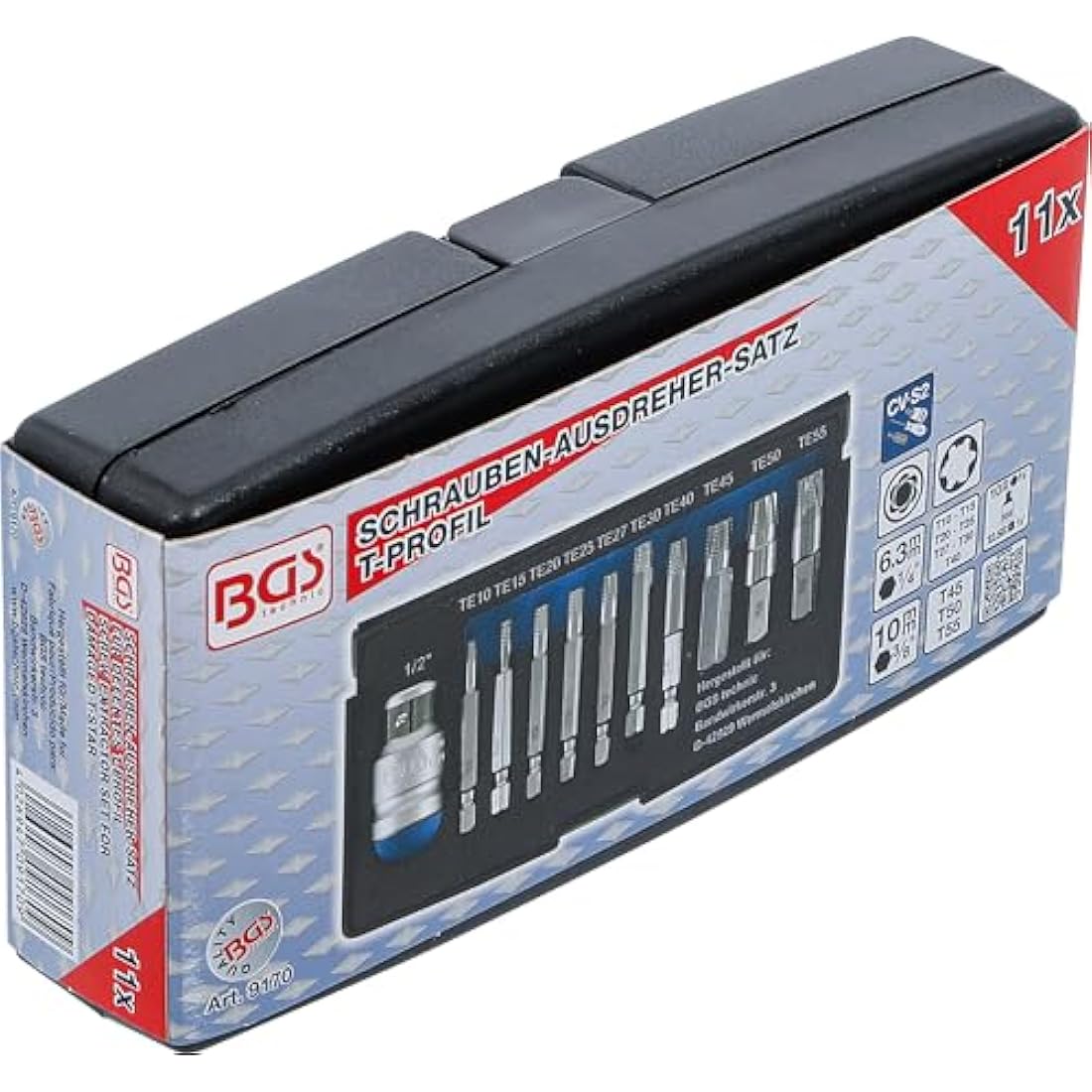 BGS 9170 | Screw Extractor Set | for damaged T-Star (for Torx) T10 - T55 | 11 pcs.