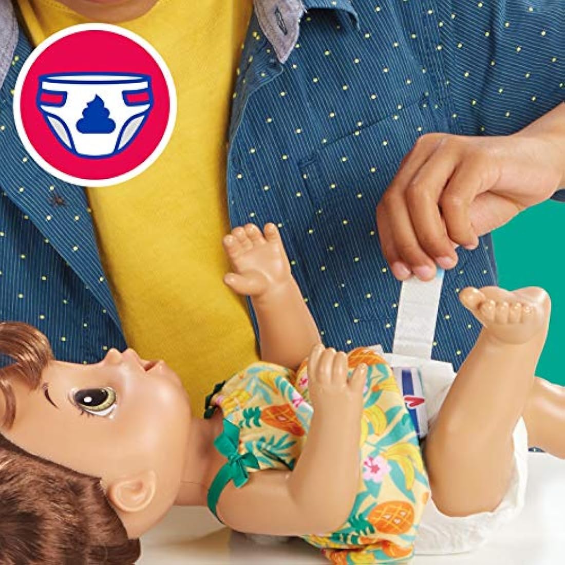Baby Alive Magical Mixer Baby Doll Tropical Treat with Blender Accessories, Drinks, Wets, Eats, Brown Hair Toy for Children Aged 3 and Up
