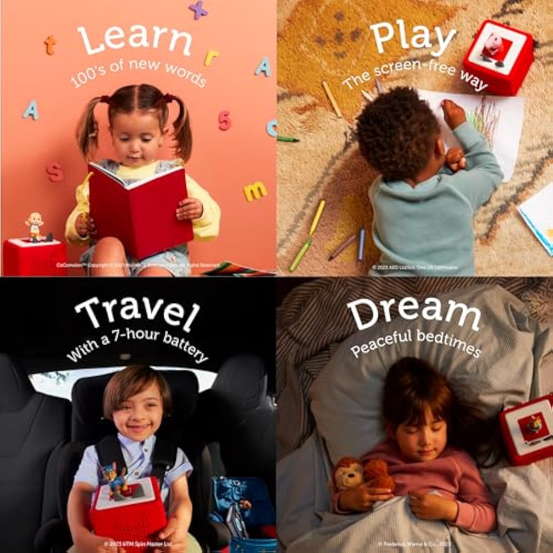 tonies Toniebox Wireless Musical Storybox Starter Set, including 1 Creative, Red