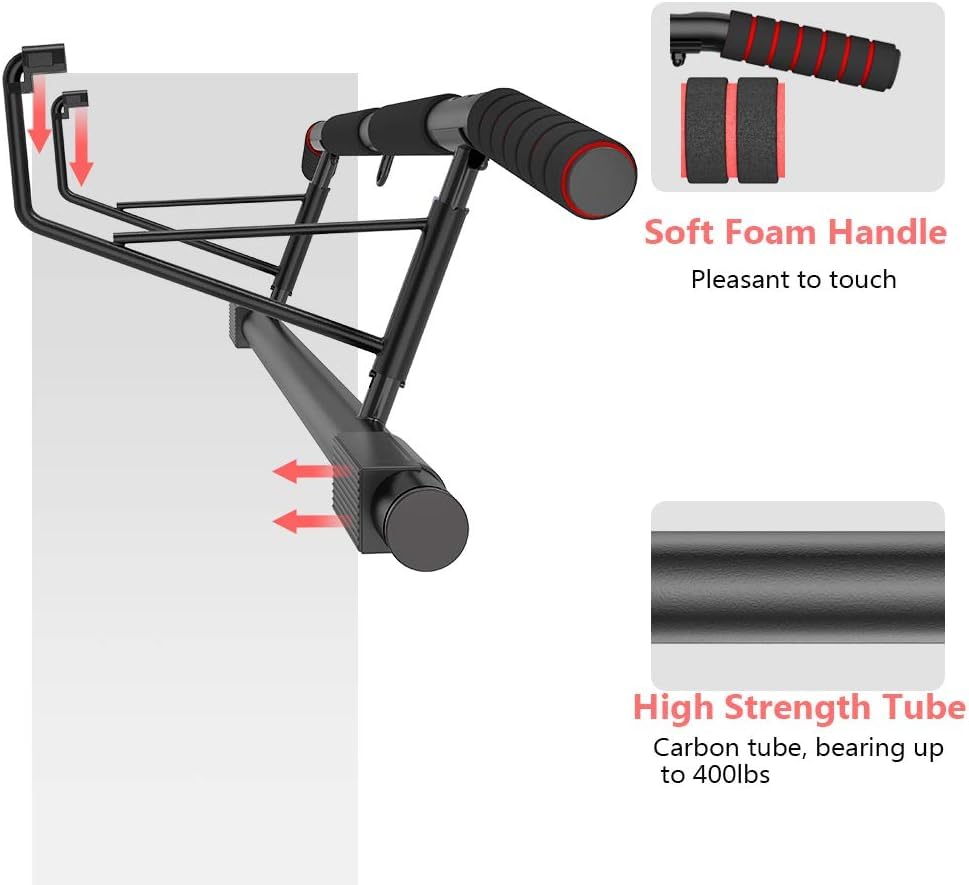 AmazeFan Pull Up Bar Doorway with Ergonomic Grip - Fitness Chin-Up Frame for Home Gym Exercise - Multi-Angle Grip - 2024 Upgrade Smart Hook (Fits